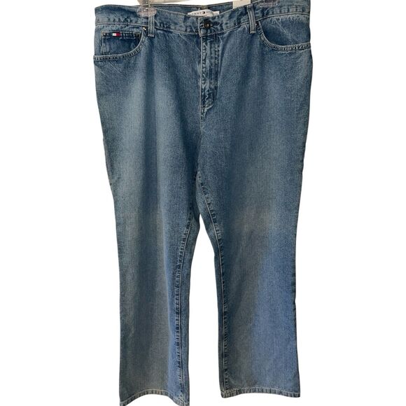 Tommy Hilfiger Jeans Womens Sz 14L Blue Boyfriend Bootcut 2002 Vintage Logo New - Picture 1 of 10